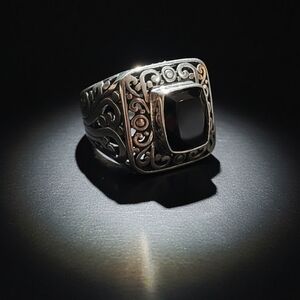 Bali Legacy Shungite Sterling Silver Statement Ring